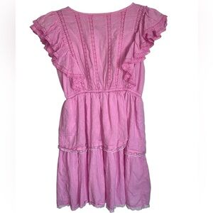 Japna Pink Ruffle Sleeve Dress